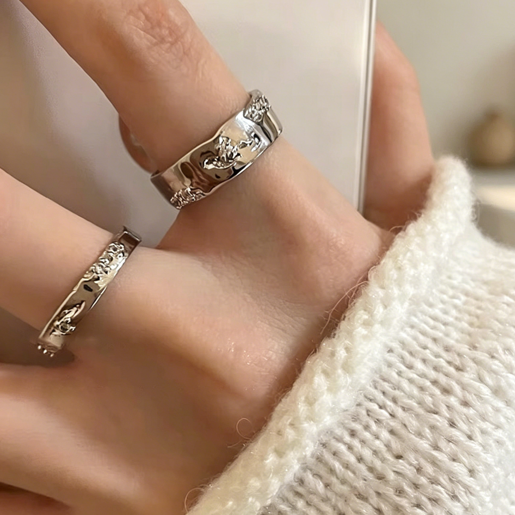 Silver-Tone Adjustable Zircon Open Ring