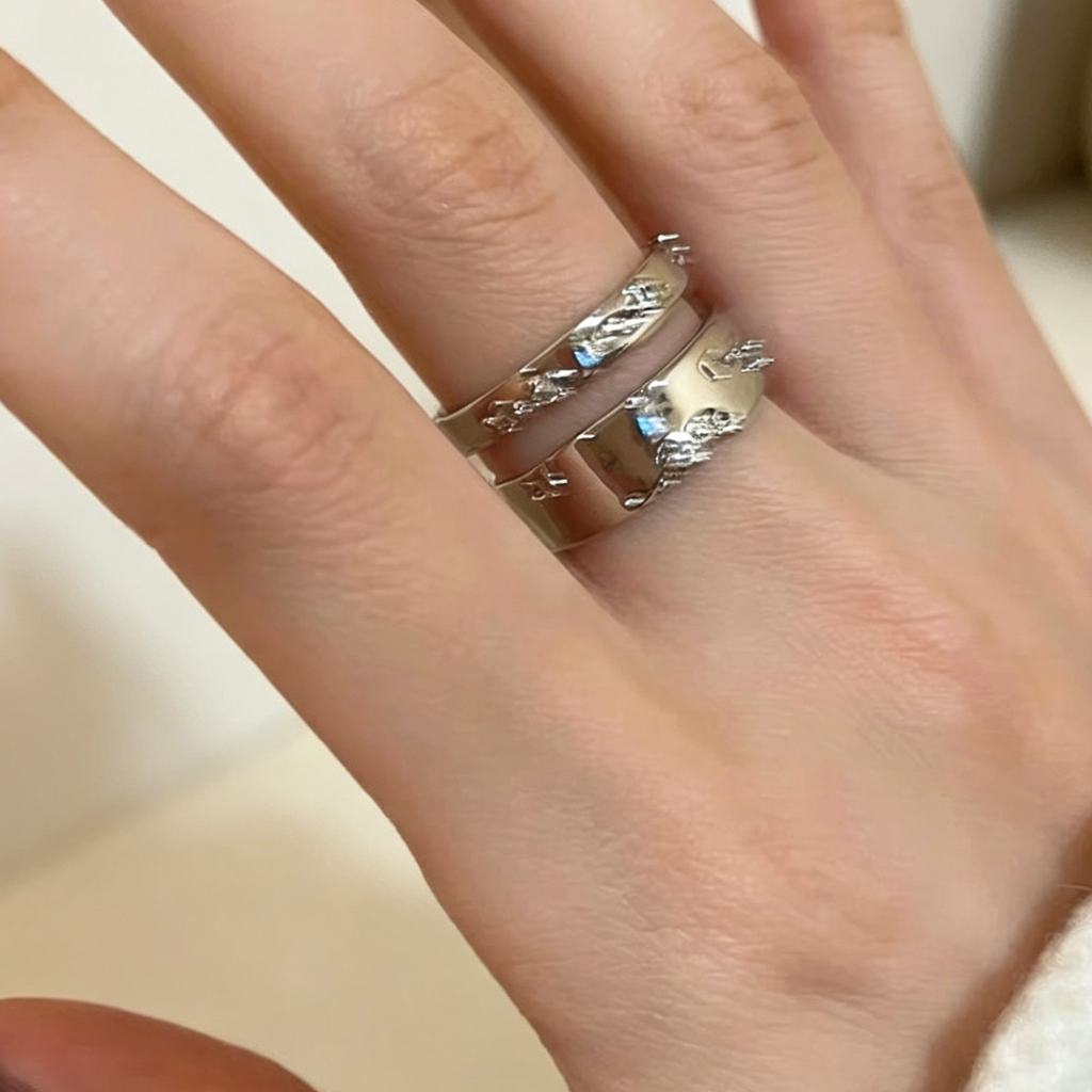 Silver-Tone Adjustable Zircon Open Ring